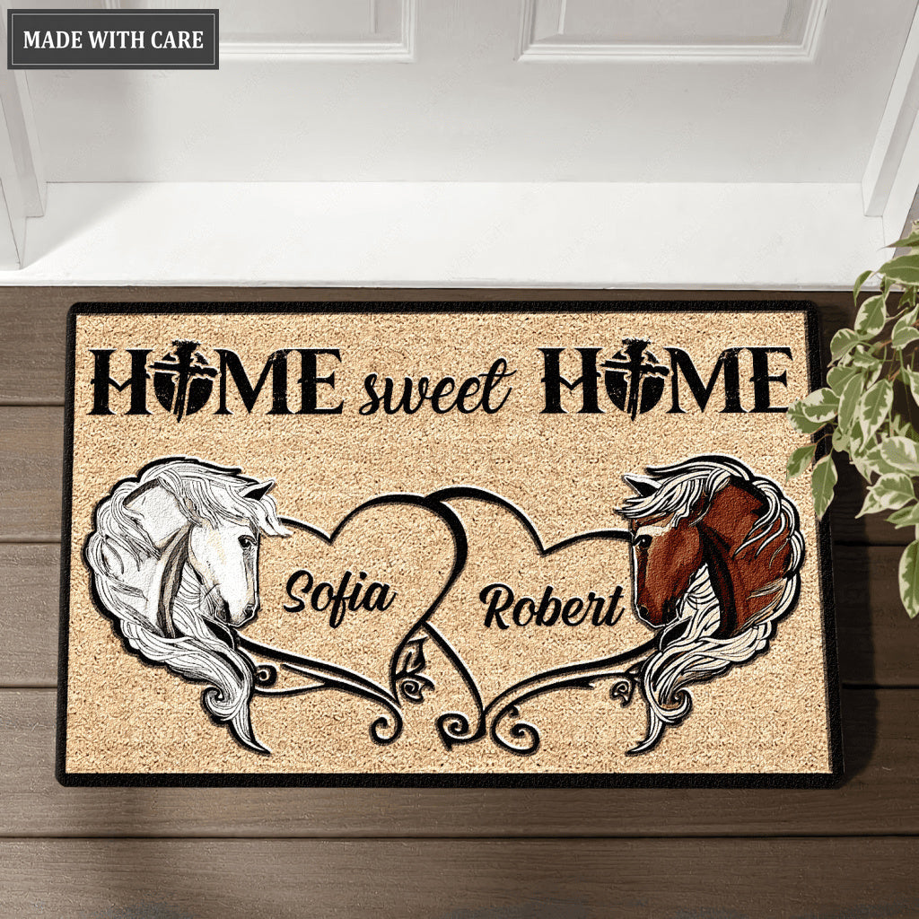 Horse Couple Home Sweet Home Personalized Doormat