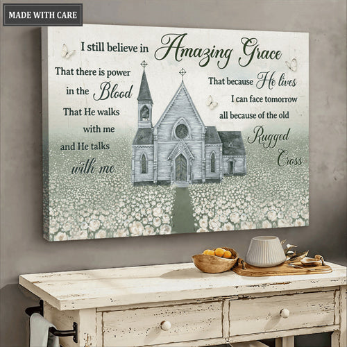 Church Amazing Grace White Flower Field Wall Art