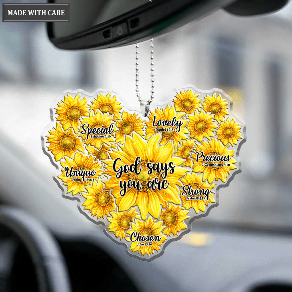 Sunflower Heart God Says You Are Hanging Ornament