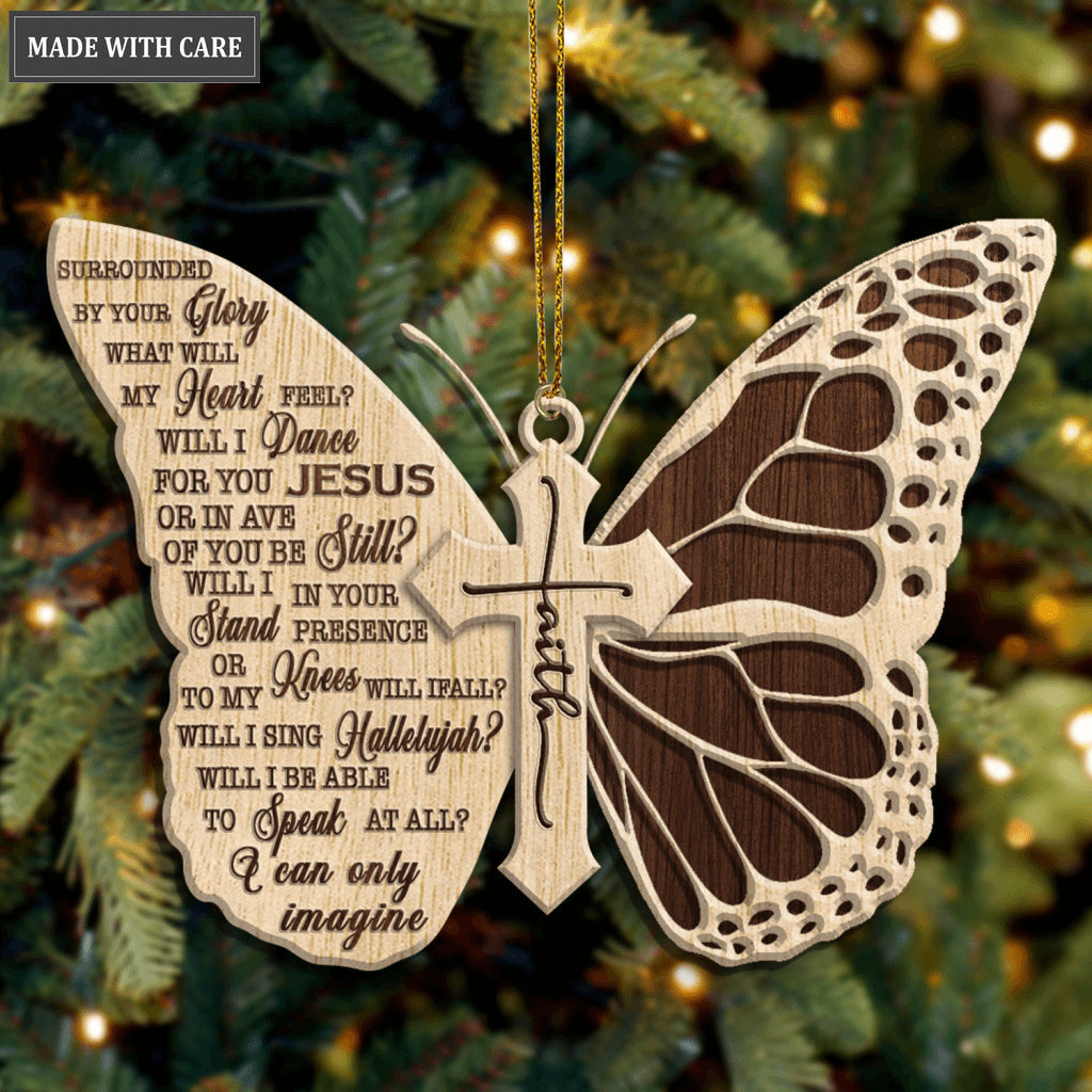 Butterfly I Can Only Imagine God Jesus Christian Lover Wood Engraved Ornaments