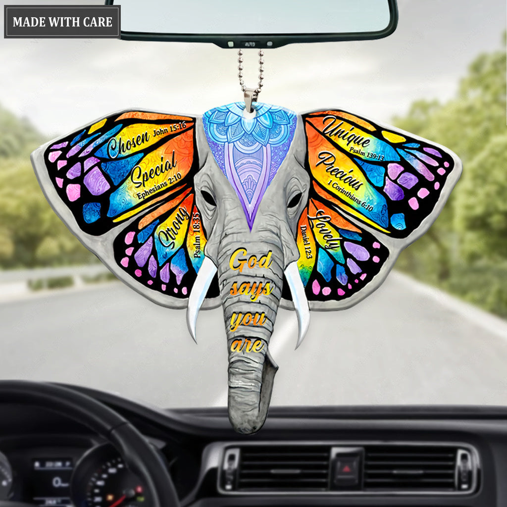 Elephant Butterfly God Says You Are Ornament