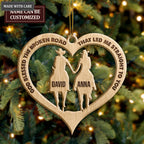 Cowboy And Cowgirl Holding Hands God Blessed Personalized Wood Engraved Ornaments