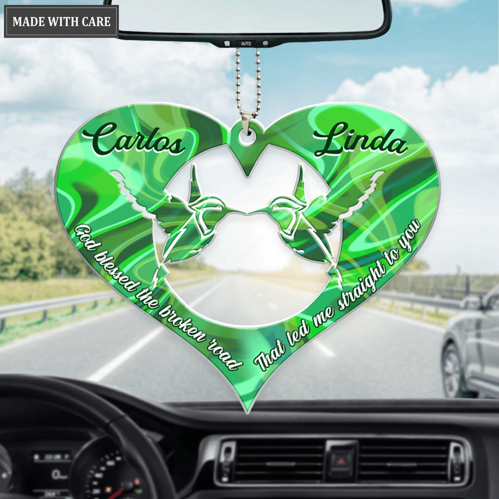 Heart Of Hummingbird God Blessed Personalized Couple Ornament