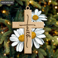 Faith Daisy Flowers Cross God Jesus Christian Lover Wood Engraved Ornaments
