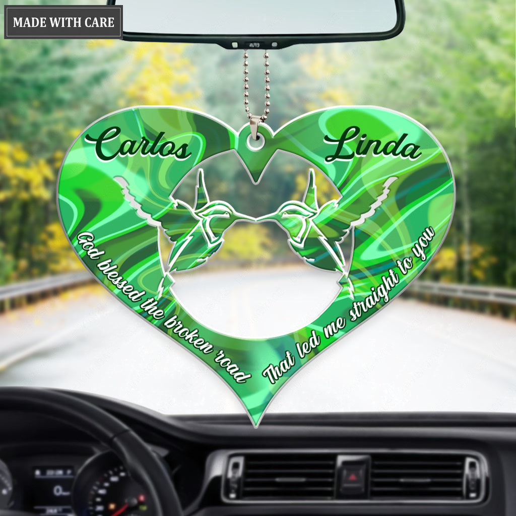 Heart Of Hummingbird God Blessed Personalized Couple Ornament