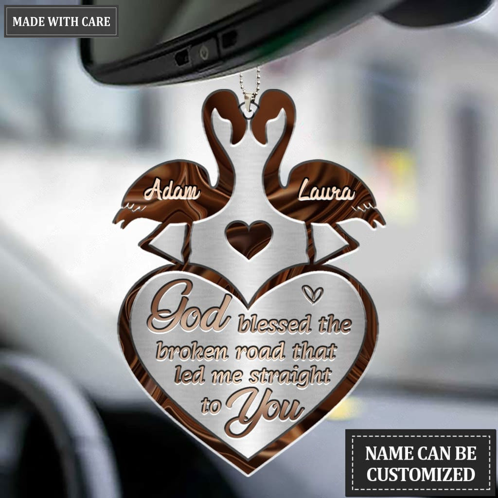 Luvingrace M32 Flamingo Couple God Blessed Personalized Ornament