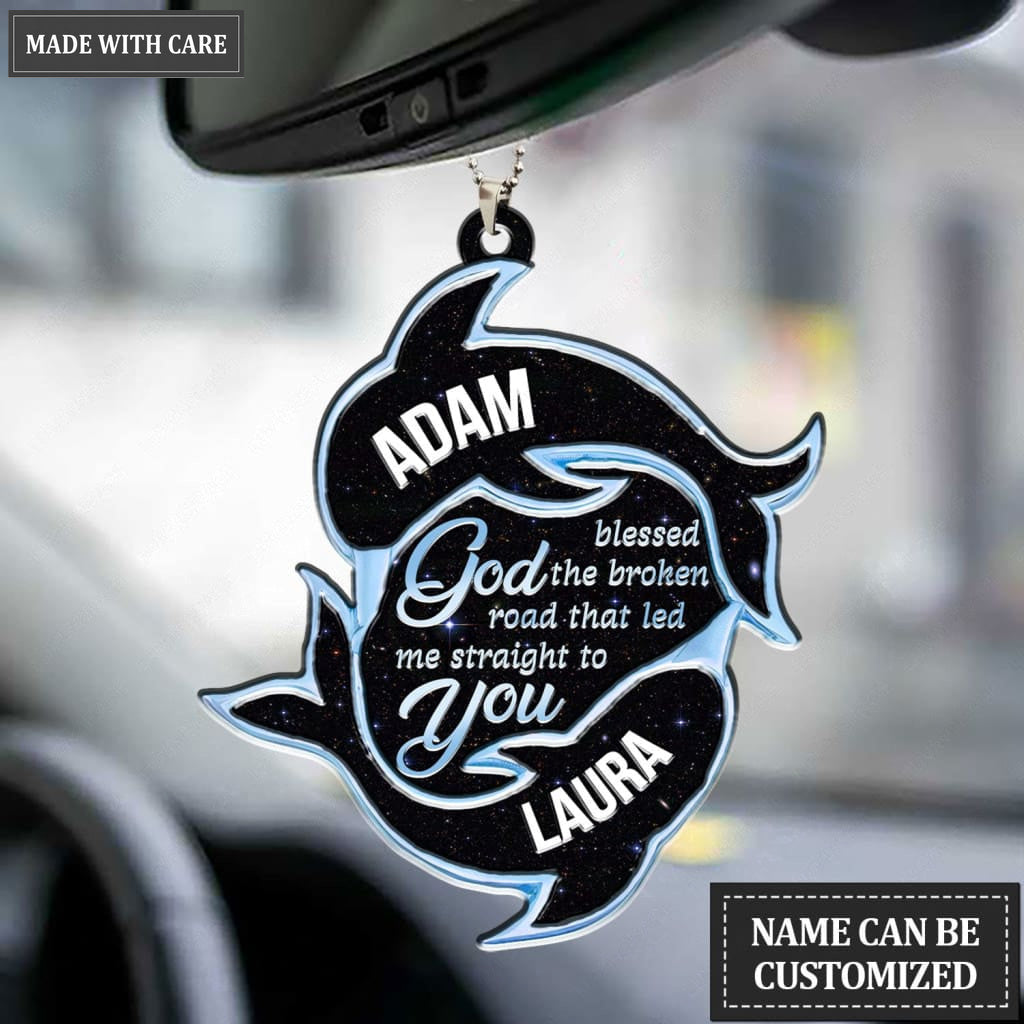 Luvingrace M37 Dolphin Couple God Blessed Personalized Ornament