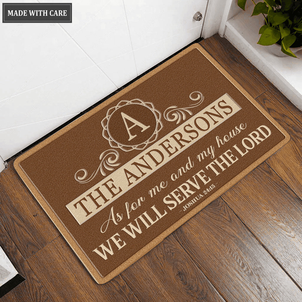 Luvingrace L137 Vintage Monogram Collection As For My House Personalized Doormat