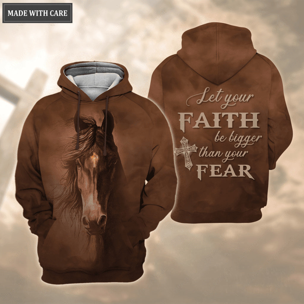 Horse Love Jesus Let Your Faith Be Bigger Than Your Fear Hoodie