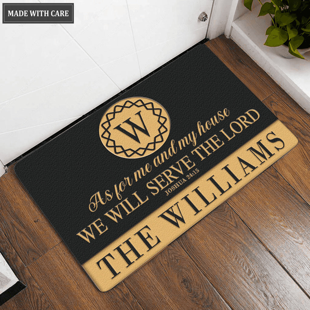 Luvingrace L139 Vintage Monogram Collection As For My House Personalized Doormat