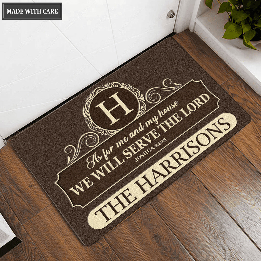 Luvingrace L144 Vintage Monogram Collection As For My House Personalized Doormat