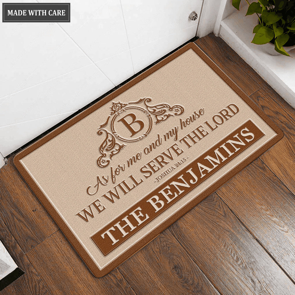 Luvingrace L146 Vintage Monogram Collection As For My House Personalized Doormat