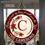Floral Personalized Christmas Circle Sign