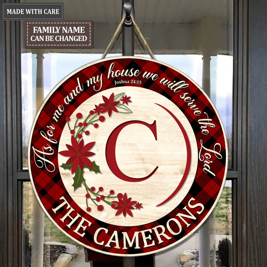 Floral Personalized Christmas Circle Sign