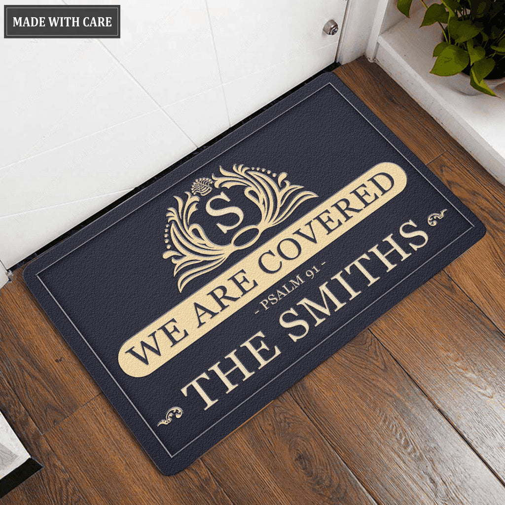 Luvingrace L147 Vintage Monogram Collection We Are Covered Personalized Doormat