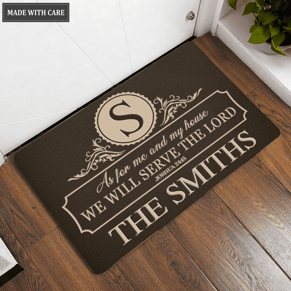 Luvingrace L151 Vintage Monogram Collection As For My House Personalized Doormat
