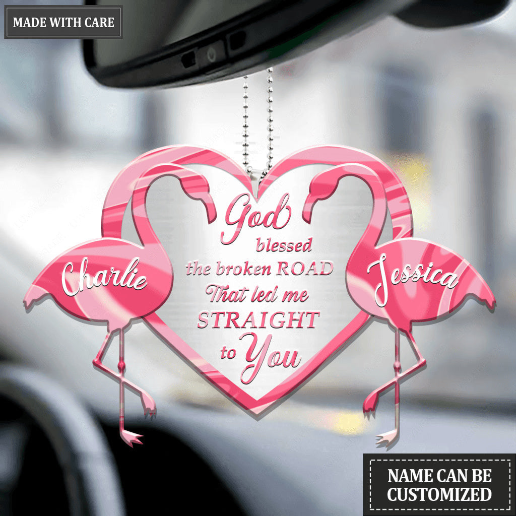 Flamingo Couple God Blessed Personalized Ornament