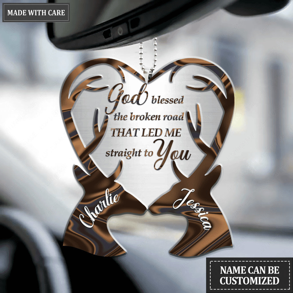Hologram Deer Couple God Blessed Personalized Ornament