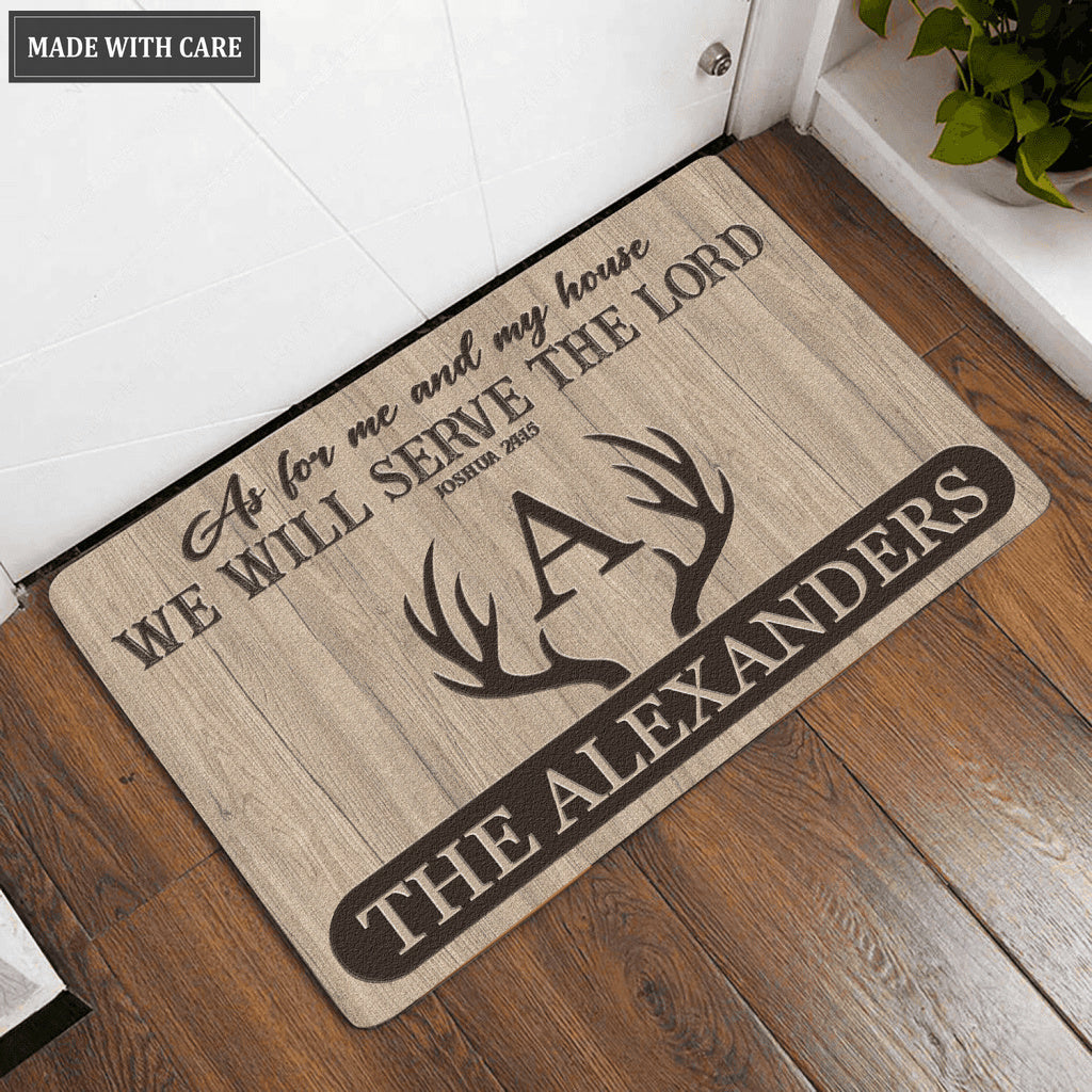 Luvingrace L155 Deer Antlers As For My House Personalized Doormat