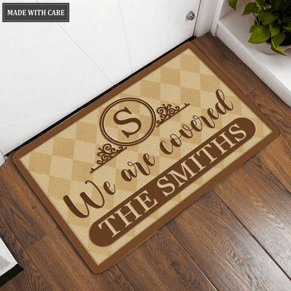 Luvingrace L157 Vintage Monogram Collection We Are Covered Personalized Doormat