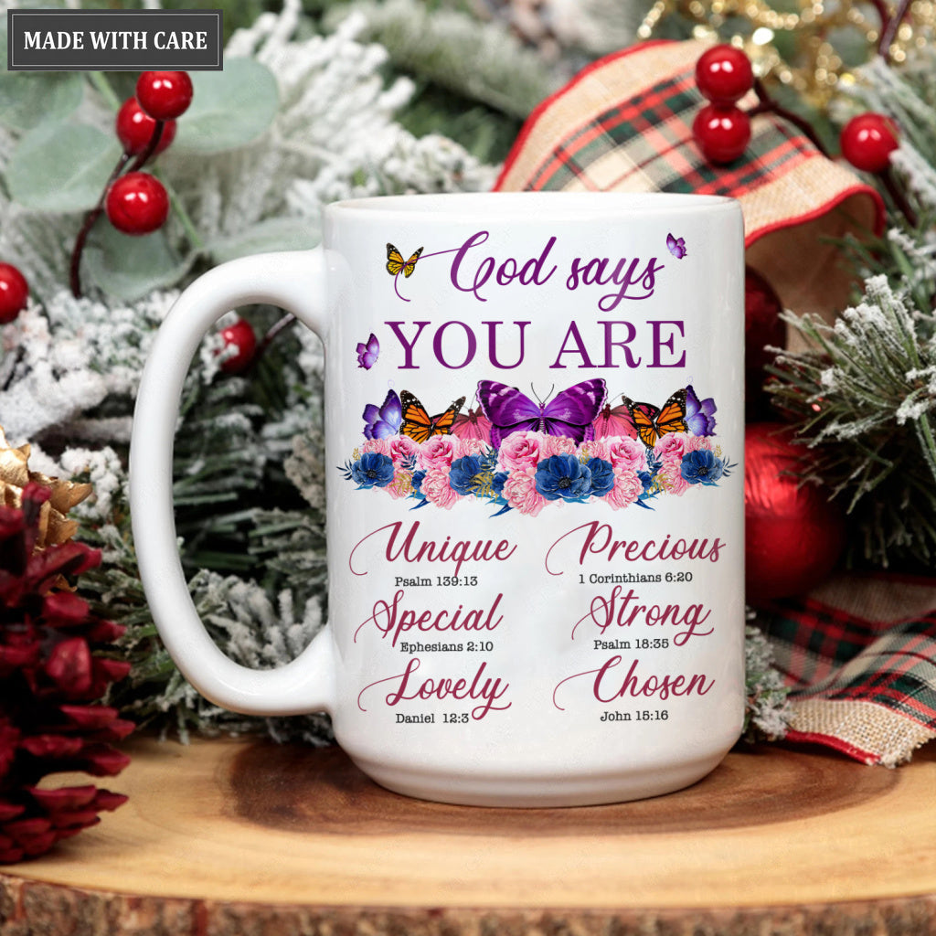 Pink Purple Flower Butterlfy God Says You Are Mug