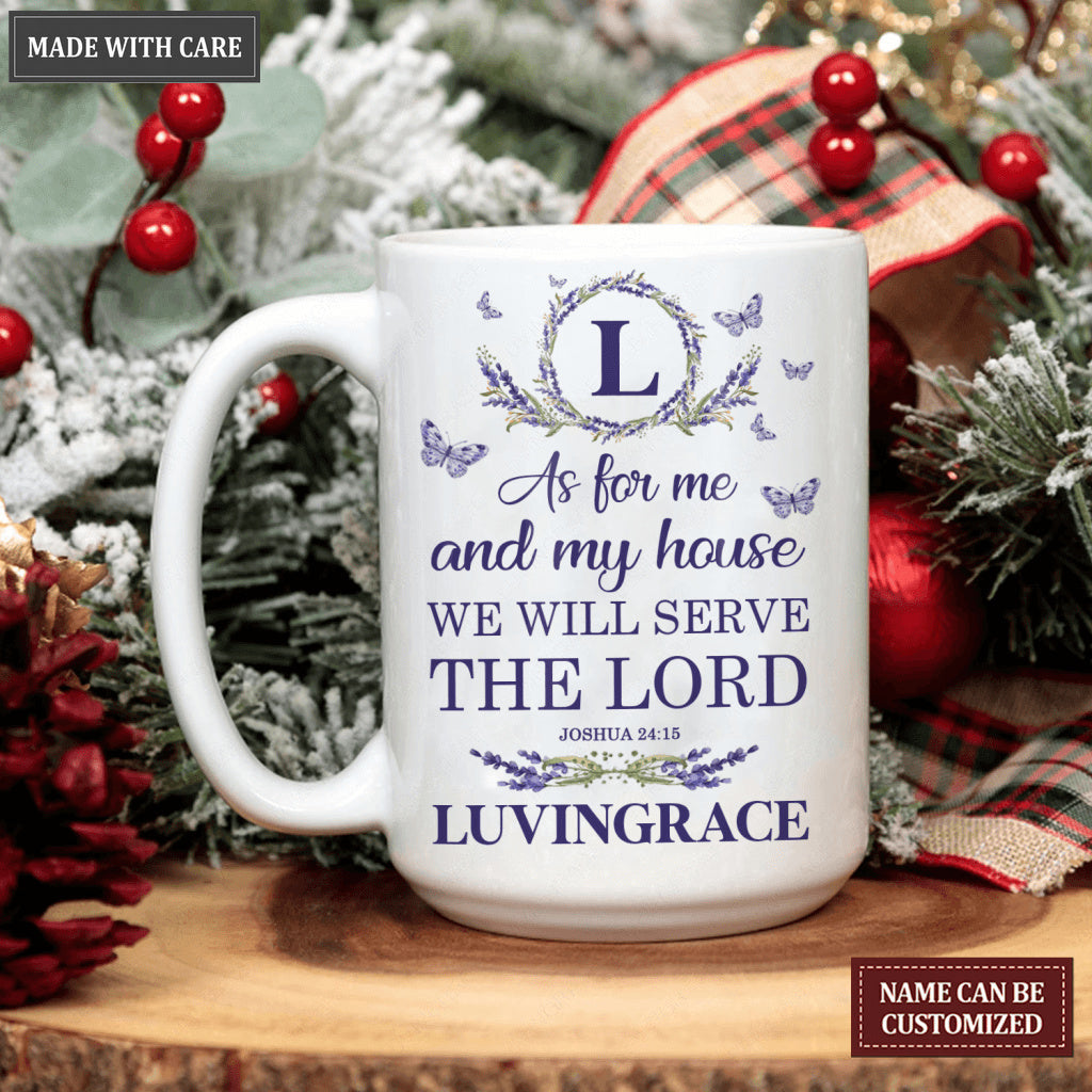 Purple Wild Flower Butterfly As For Me And My House Personalized Mug