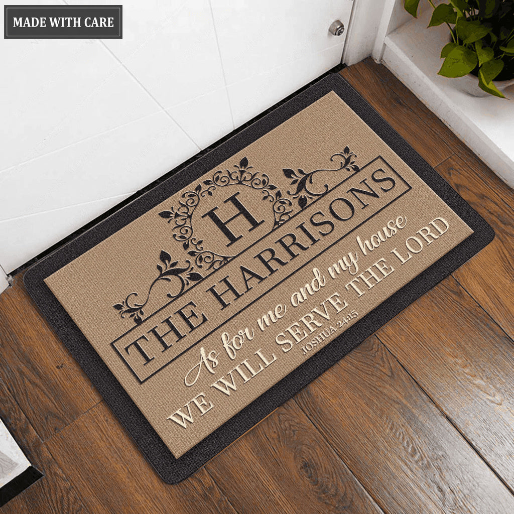 Luvingrace L163 Vintage Monogram Collection As For My House Personalized Doormat