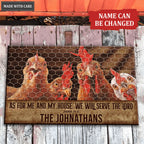 Chicken Serve The Lord Personalized Farmhouse Doormat