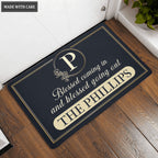 Luvingrace L164 Vintage Elegant Blessed Coming In Personalized Doormat