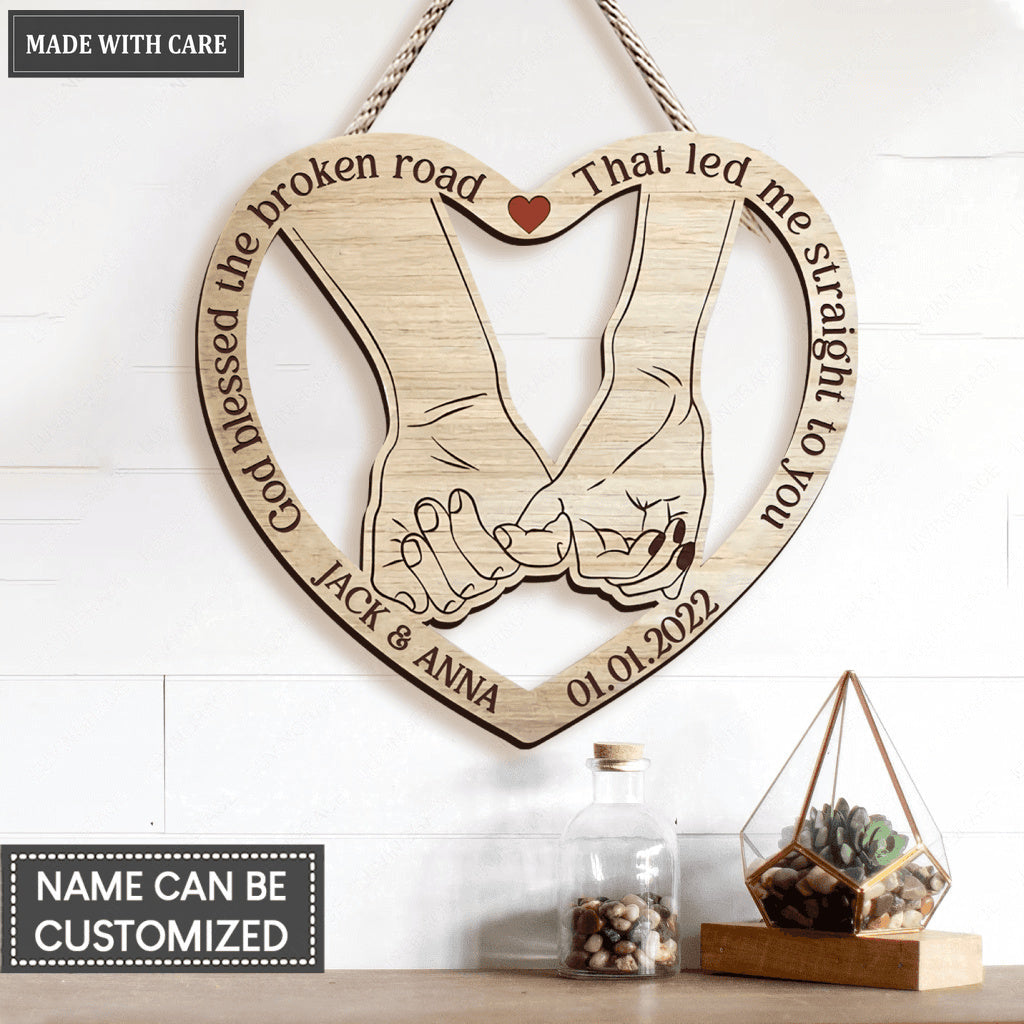 Gift For Couples God Blessed Customized Shape Wooden Sign