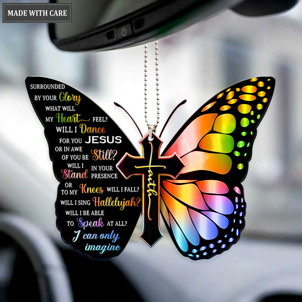 Rainbow Butterfly Surrounded By The Glory Ornament