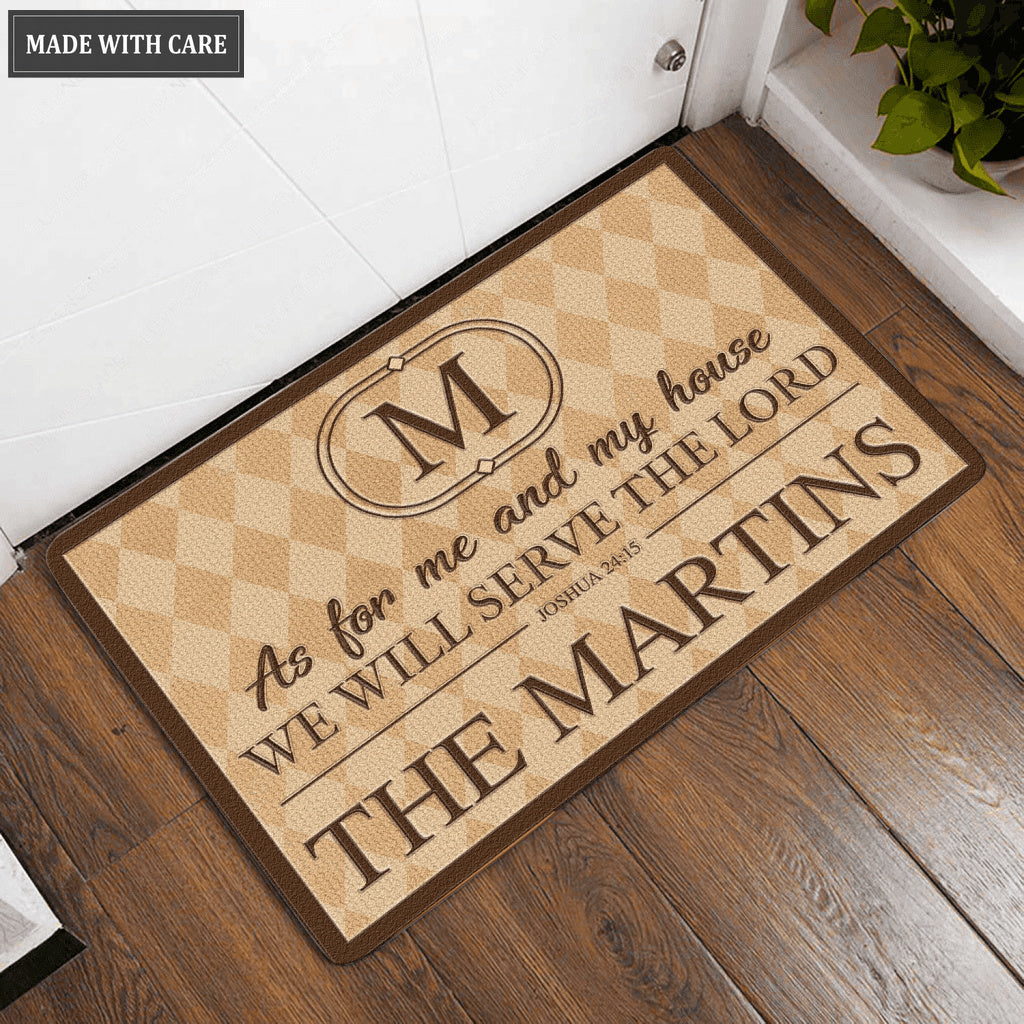 Luvingrace L168 Vintage Monogram Collection As For My House Personalized Doormat