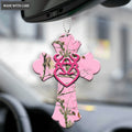 Pink Camo Cross With Heart Buck And Doe Ornament