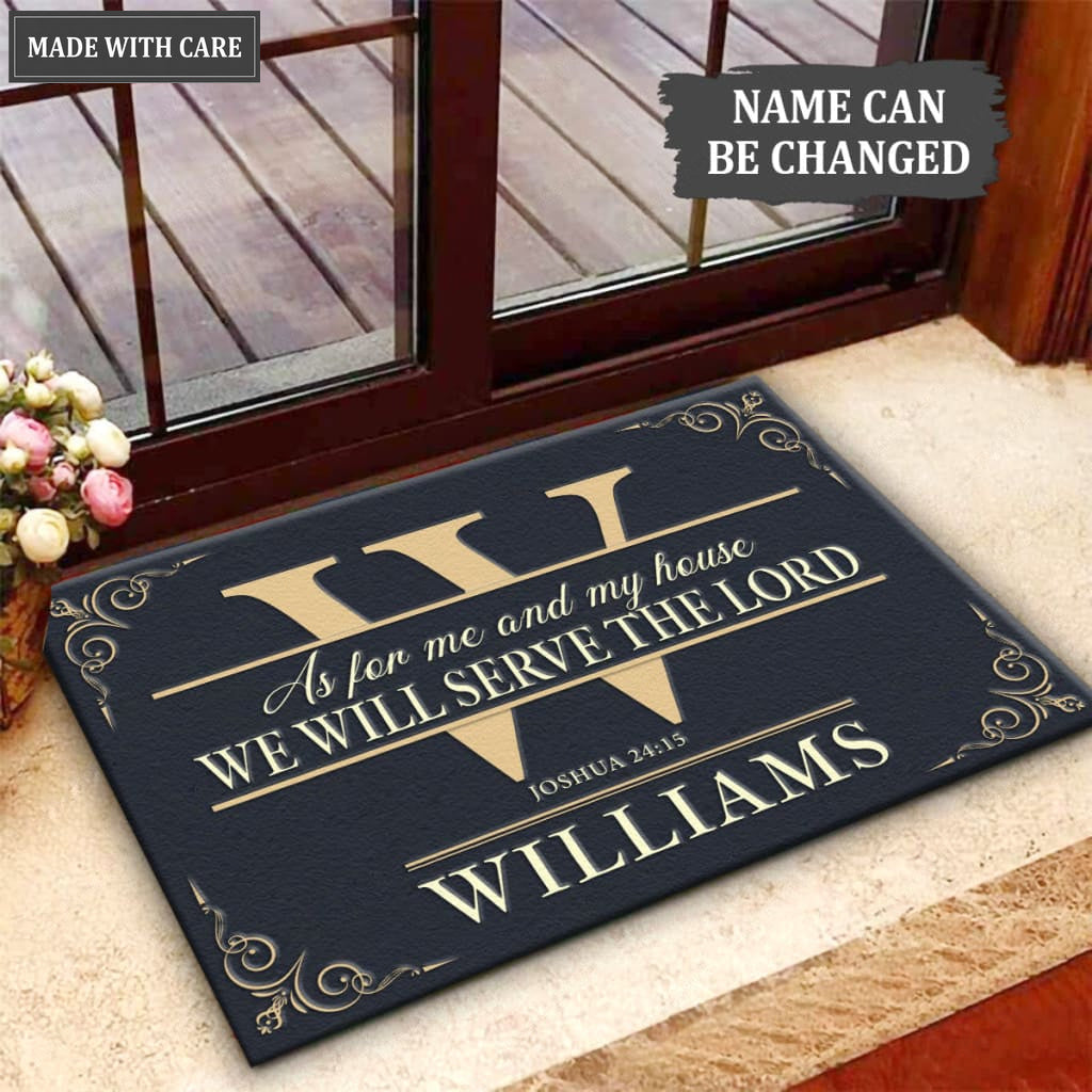 Retro Typography Monogram Custom Doormat
