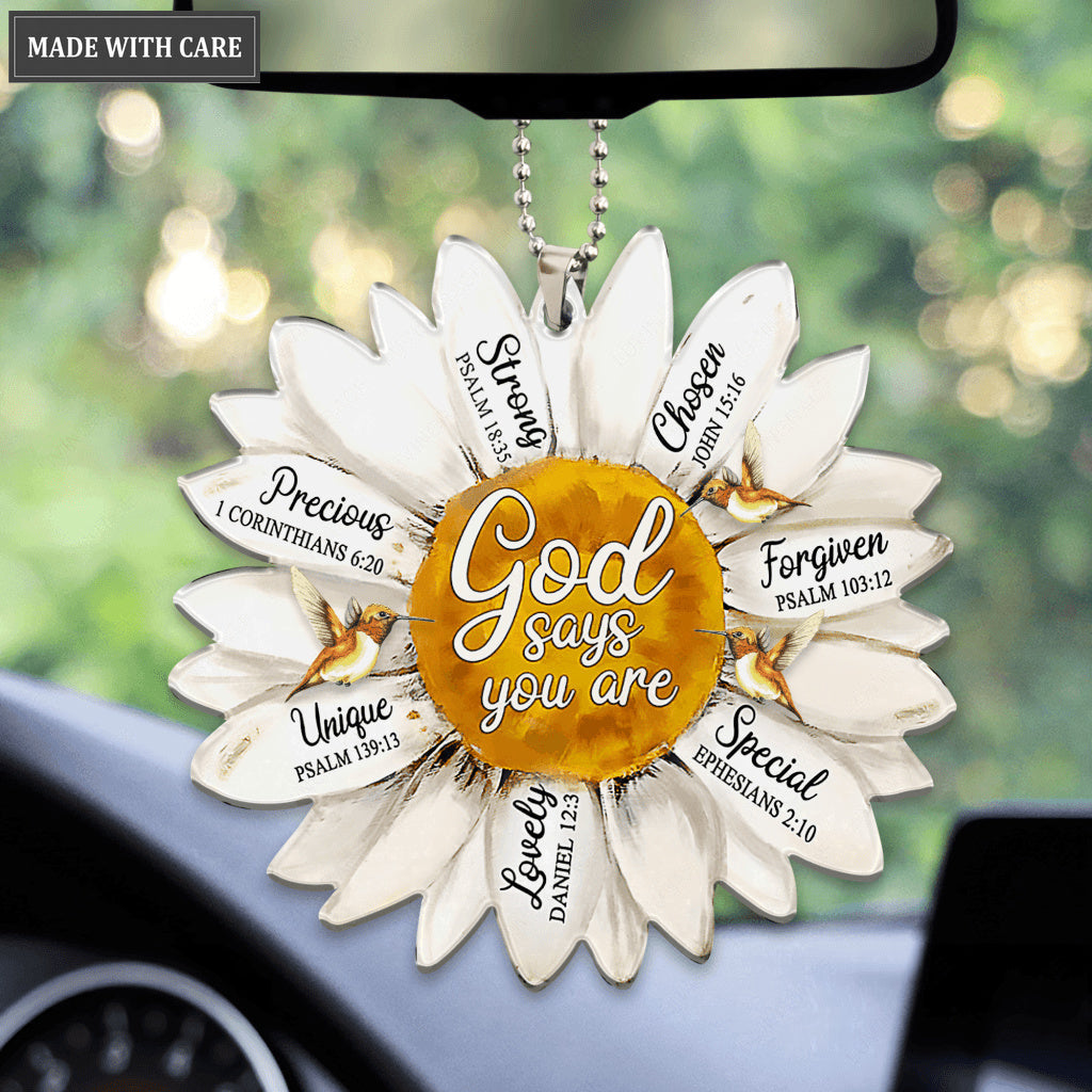 Daisy Flowers Hummingbird God Says You Are Ornament