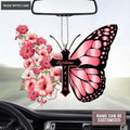 Personalized Hibiscus Flower Butterfly Cross Faith Ornament