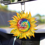Sunflower God Says You Are Hippie Circle Car Hanging Ornament