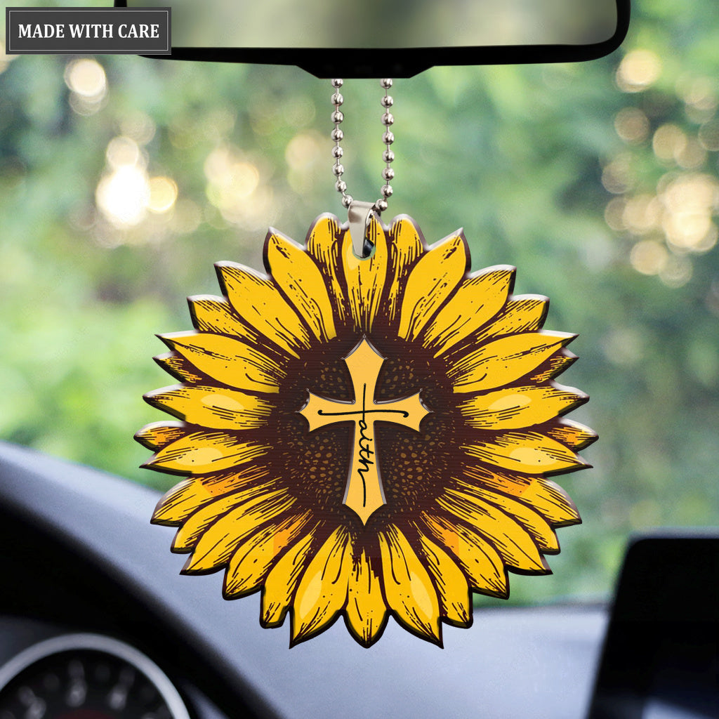 Sunflower Jesus Cross Ornament