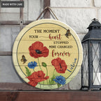 Personalized Red Flowers Mine Changed Wood Circle Sign
