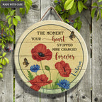 Personalized Red Flowers Mine Changed Wood Circle Sign