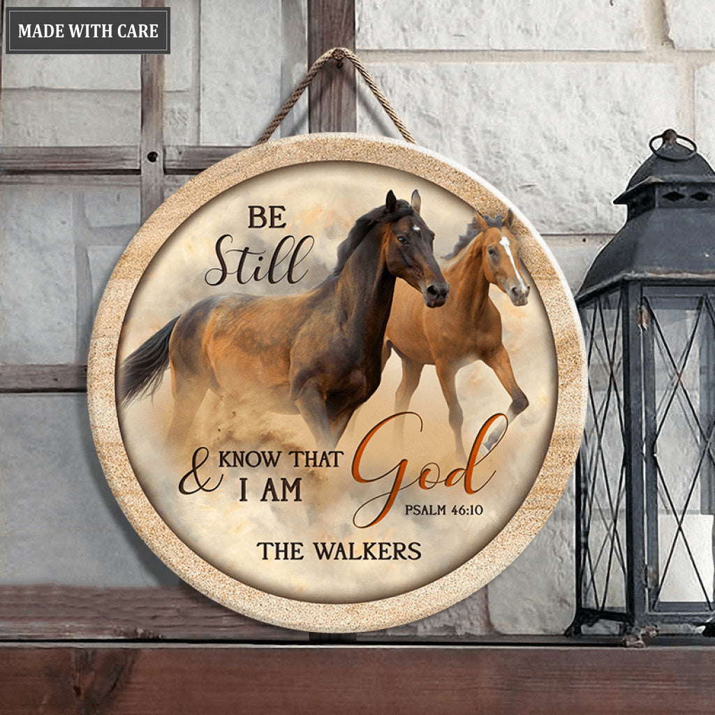Personalized Rise And Run God Horses Wood Circle Sign