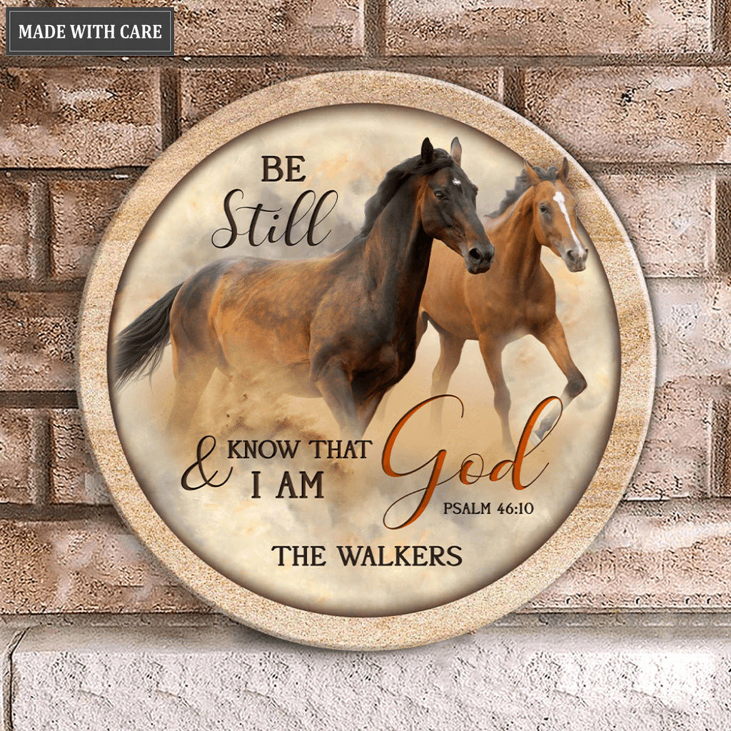 Personalized Rise And Run God Horses Wood Circle Sign