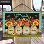 Personalized Sunflower Jars Bless This Home Wood Rectangle Sign
