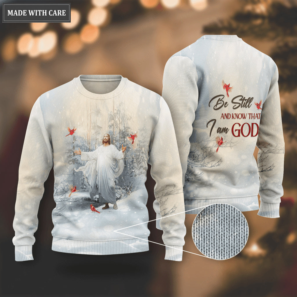 Cardinal Jesus Christ Be Still And Know That I Am God Wool Sweatshirt