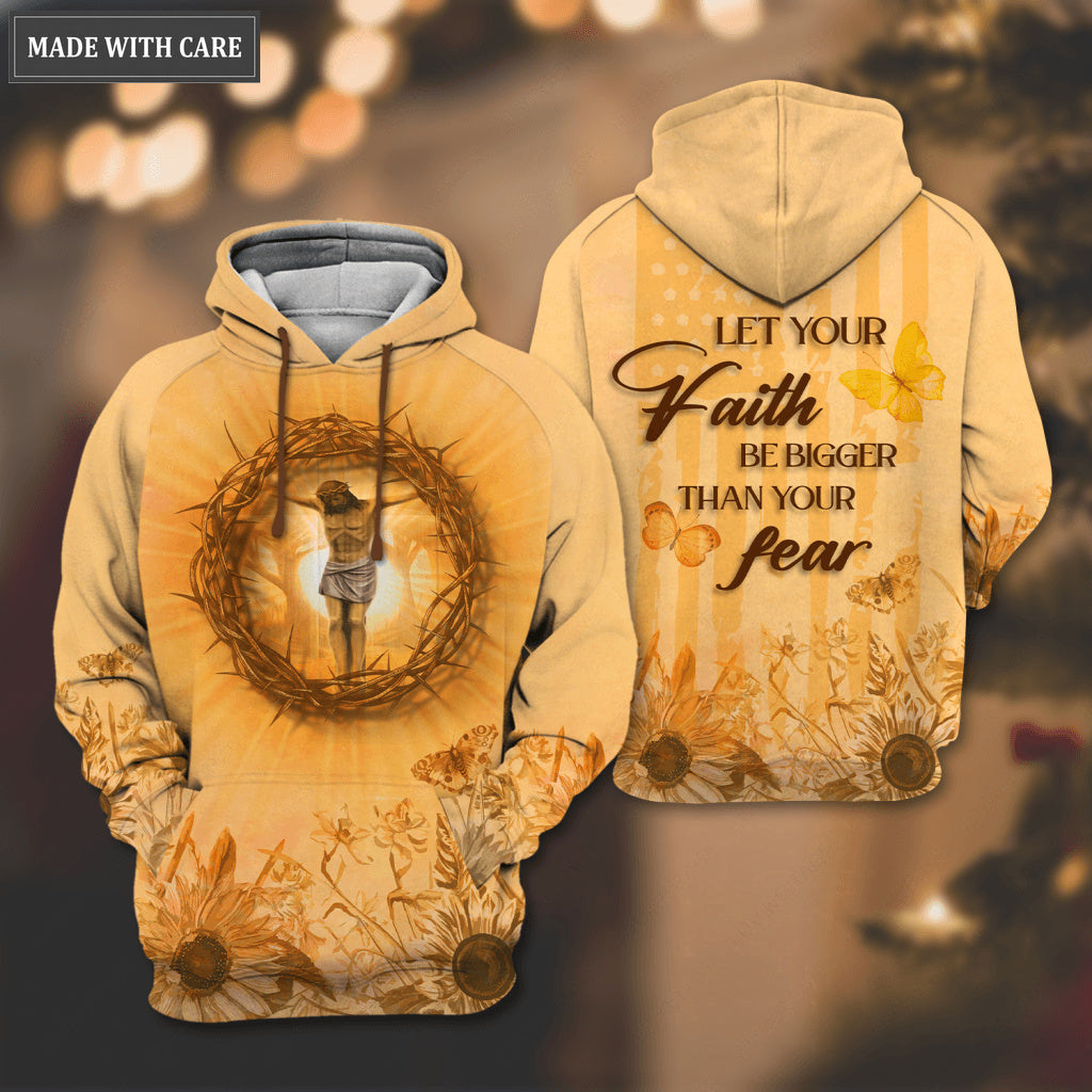 Sunflower Butterfly Jesus Cross Crown Of Thorns Faith Hoodie