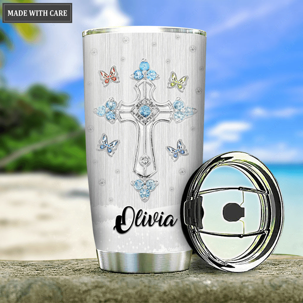 Crystal Butterflies God Says You Are Personalized Tumbler