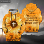 Sunflower Cross Christ Crown Of Thorns Way Maker Miracle Worker Hoodie