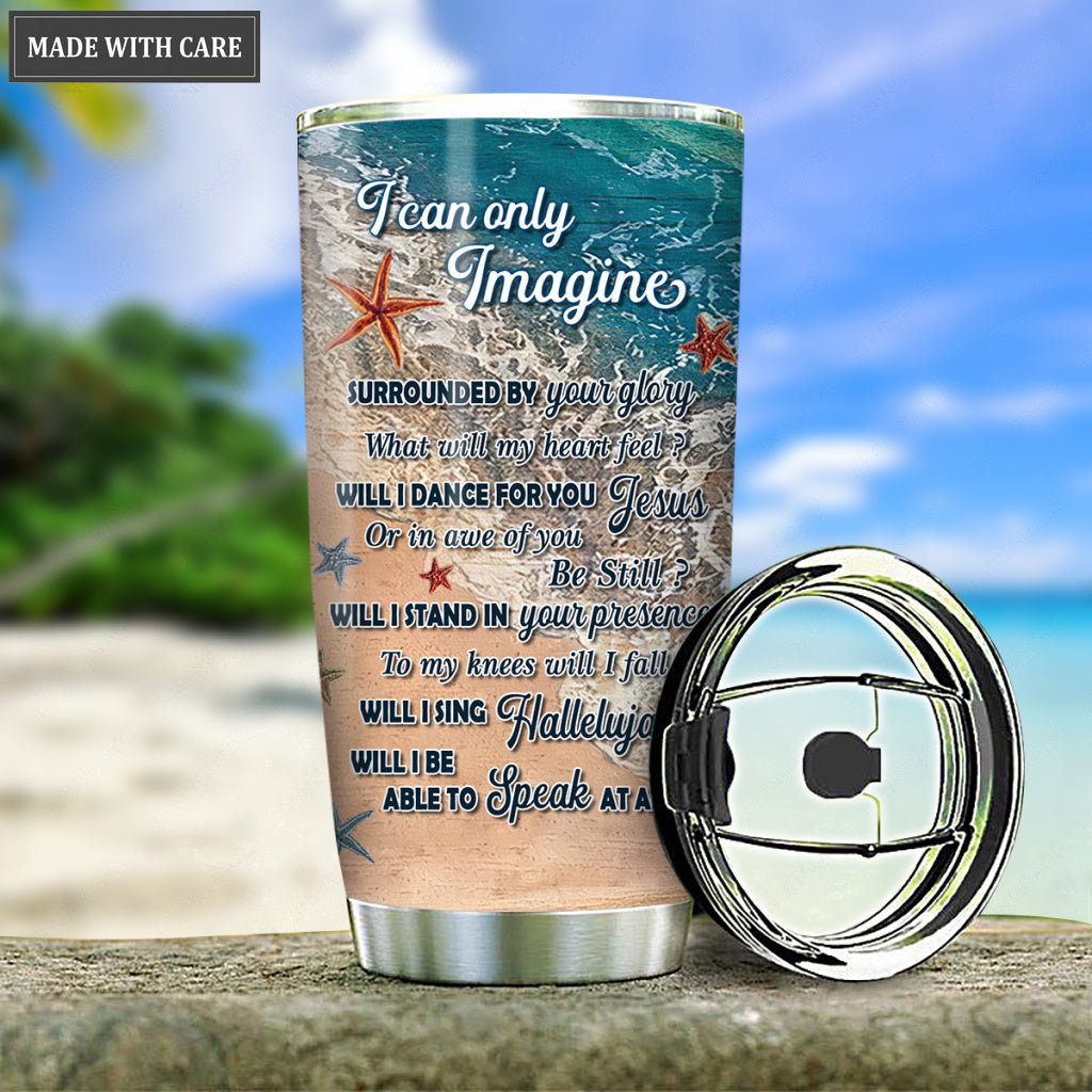 Personalized Beach With Cross Symbol Will I Stand In Your Presence Turtle Tumbler