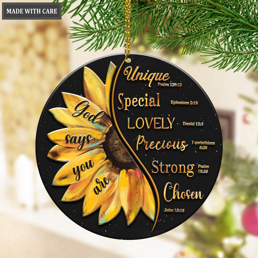 Sunflower You Are Chosen Ornament