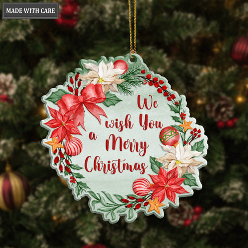 Christmas Floral Wish You A Merry Christmas Ornament